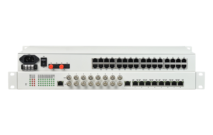 飛暢科技-32路電話+8E1+8FE物理隔離（1+1光備份，19英寸）電話光端機