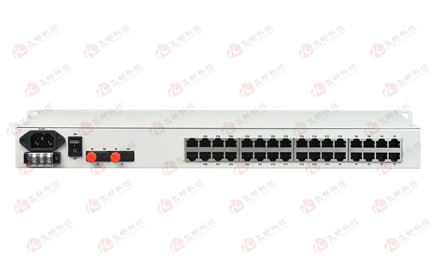 飛暢科技-32路電話+8E1+8FE物理隔離（1+1光備份，19英寸）電話光端機