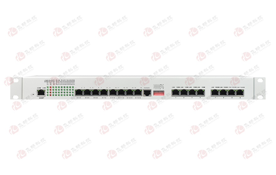 飛暢科技-32路電話+16E1+4FE+4GE+2路數據+SNMP+console（19英寸，物理隔離）電話光端機