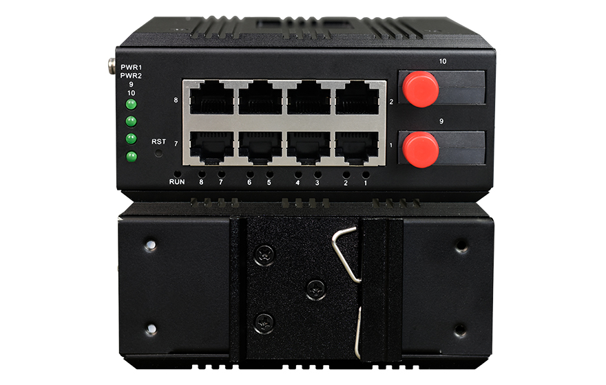 飛暢科技-mini工業軌式 管理型帶RSTP環網 8路千電+2路千光